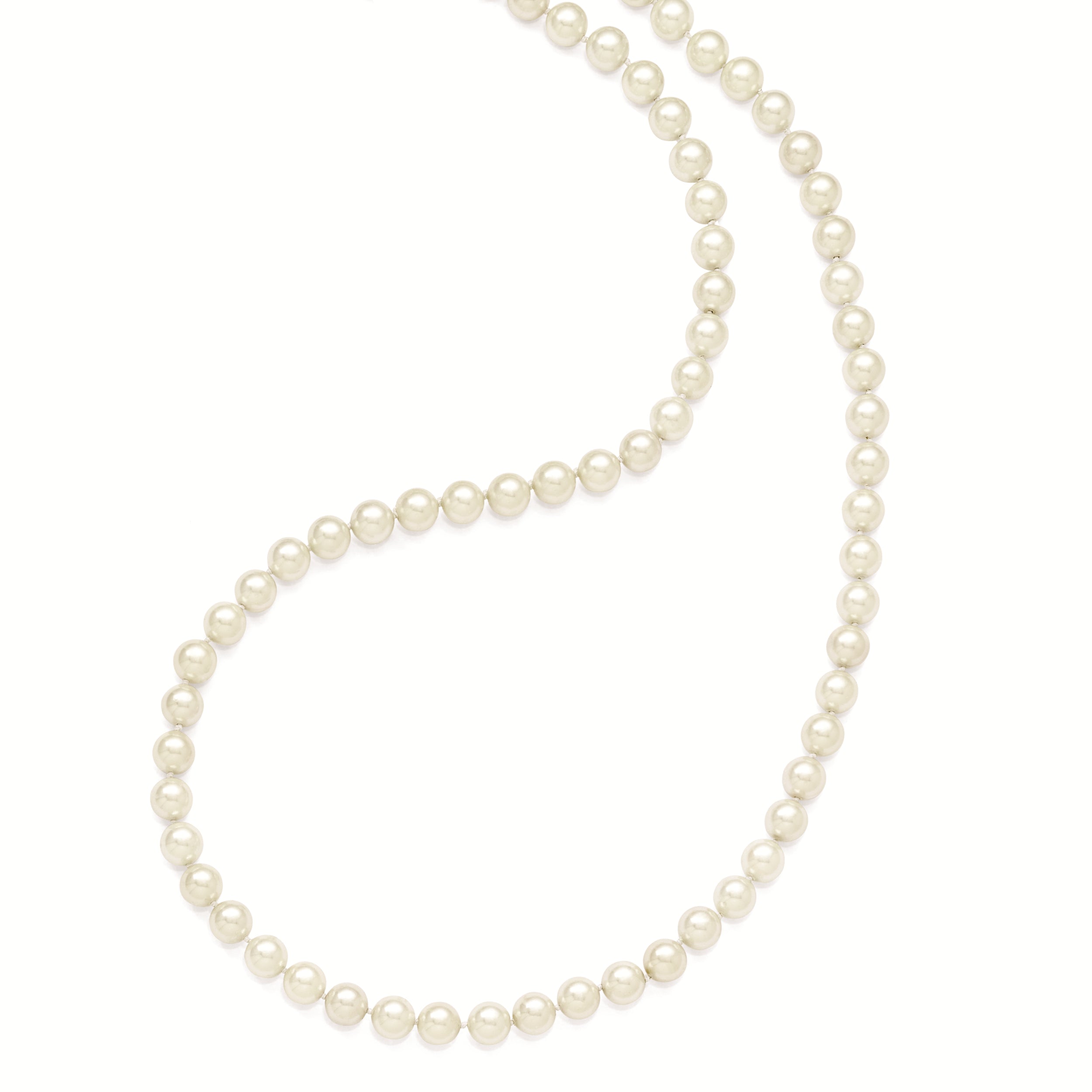 Majestik 10-11mm White Imitation Shell Pearl Hand-knotted Slip-on Necklace