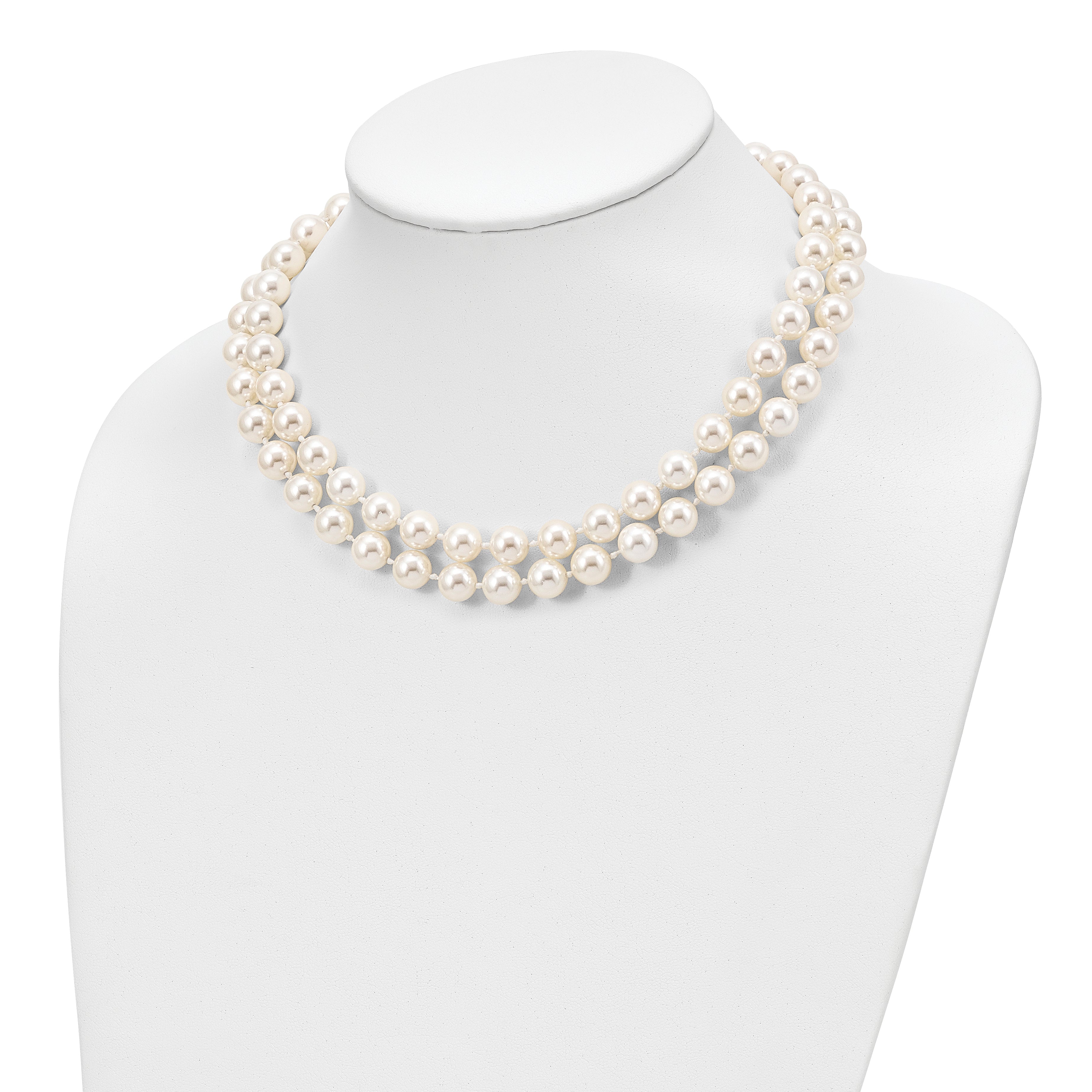 Majestik 10-11mm White Imitation Shell Pearl Hand-knotted Slip-on Necklace