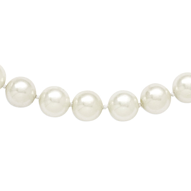 Majestik 10-11mm White Imitation Shell Pearl Hand-knotted Slip-on Necklace