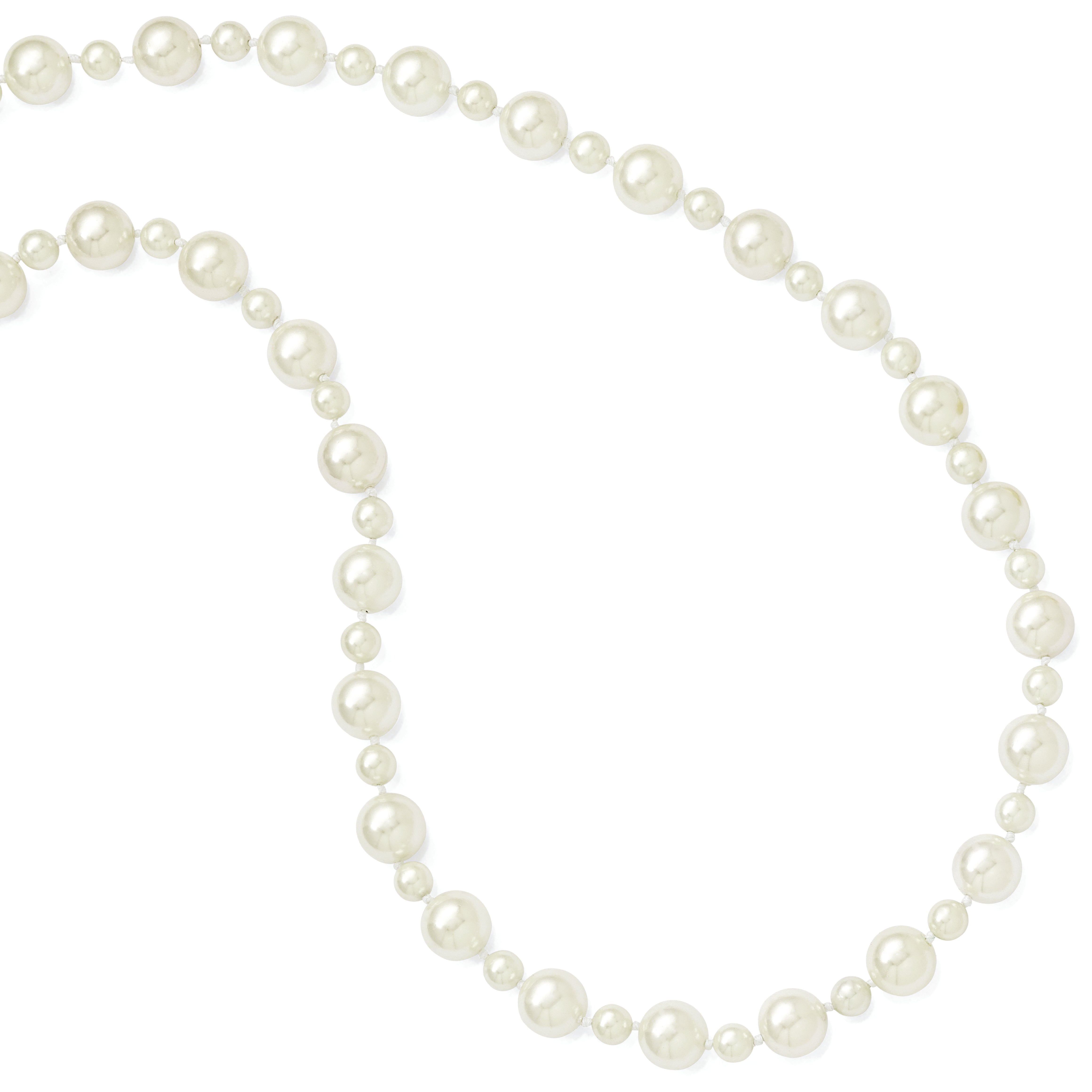 Majestik 7 and 12mm White Imitation Shell Pearl Hand-knotted Slip-on Necklace