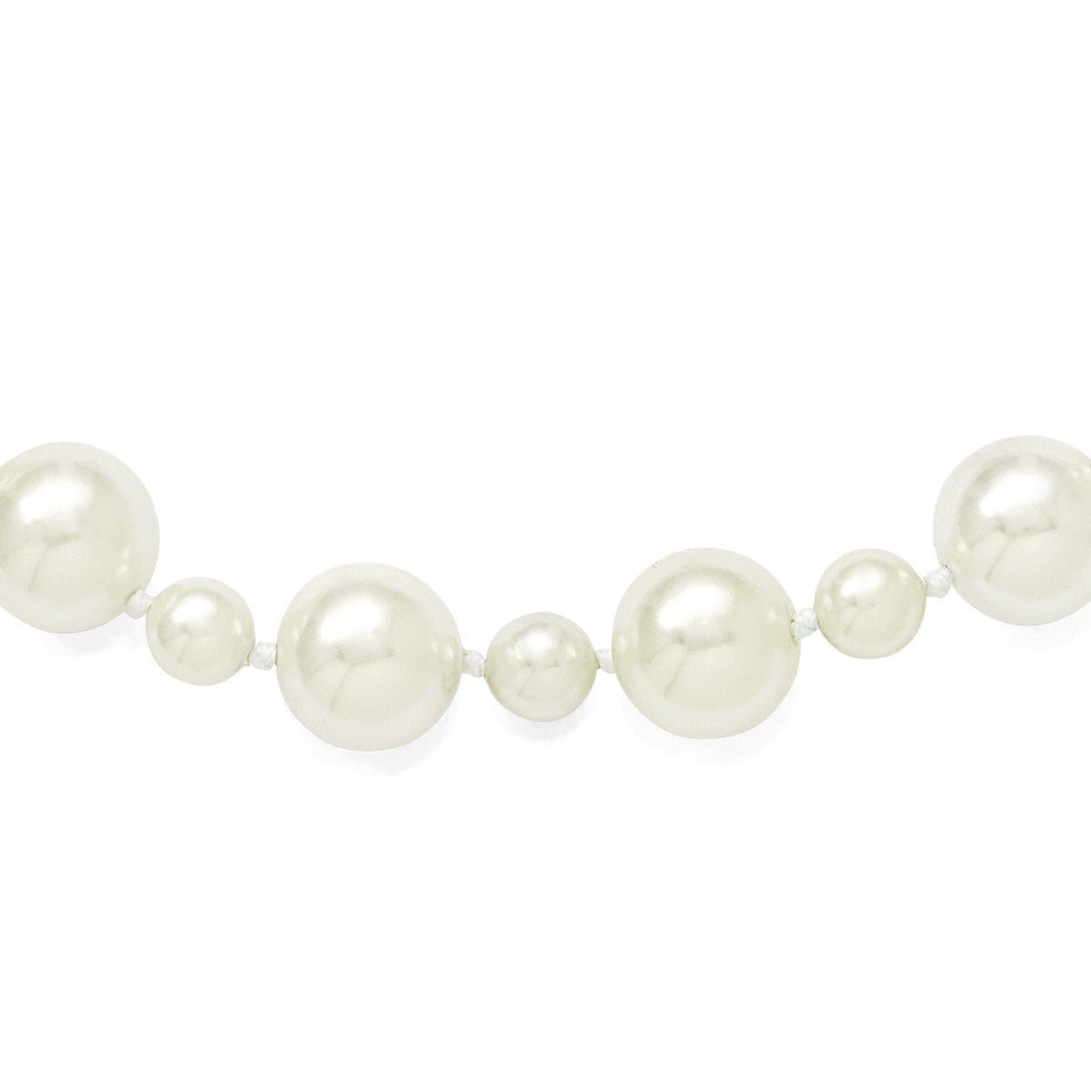 Majestik 7 and 12mm White Imitation Shell Pearl Hand-knotted Slip-on Necklace