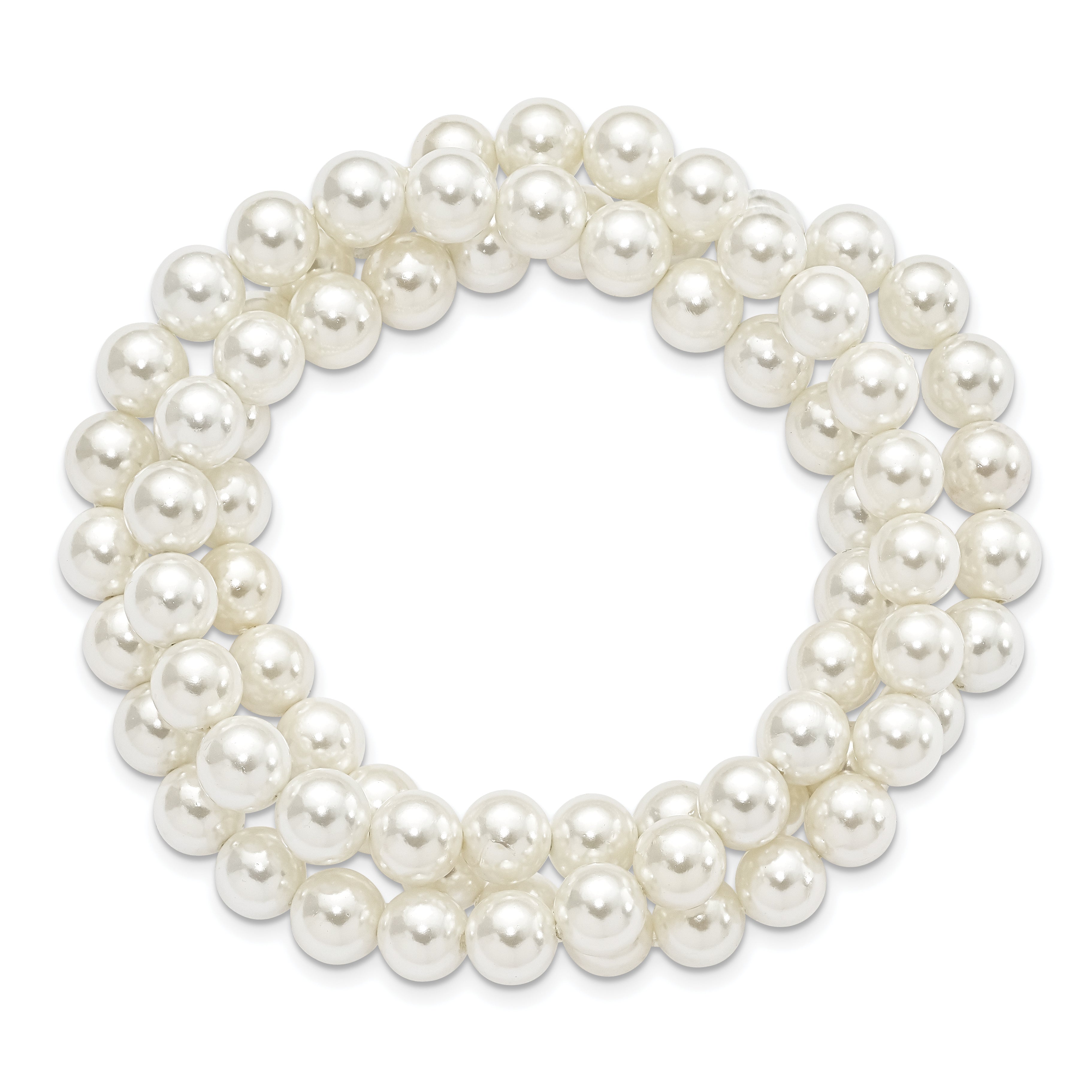 Majestik 7-8mm White Imitation Shell Pearl Hand-knotted Set of 3 Stretch Bracelets Secondary image