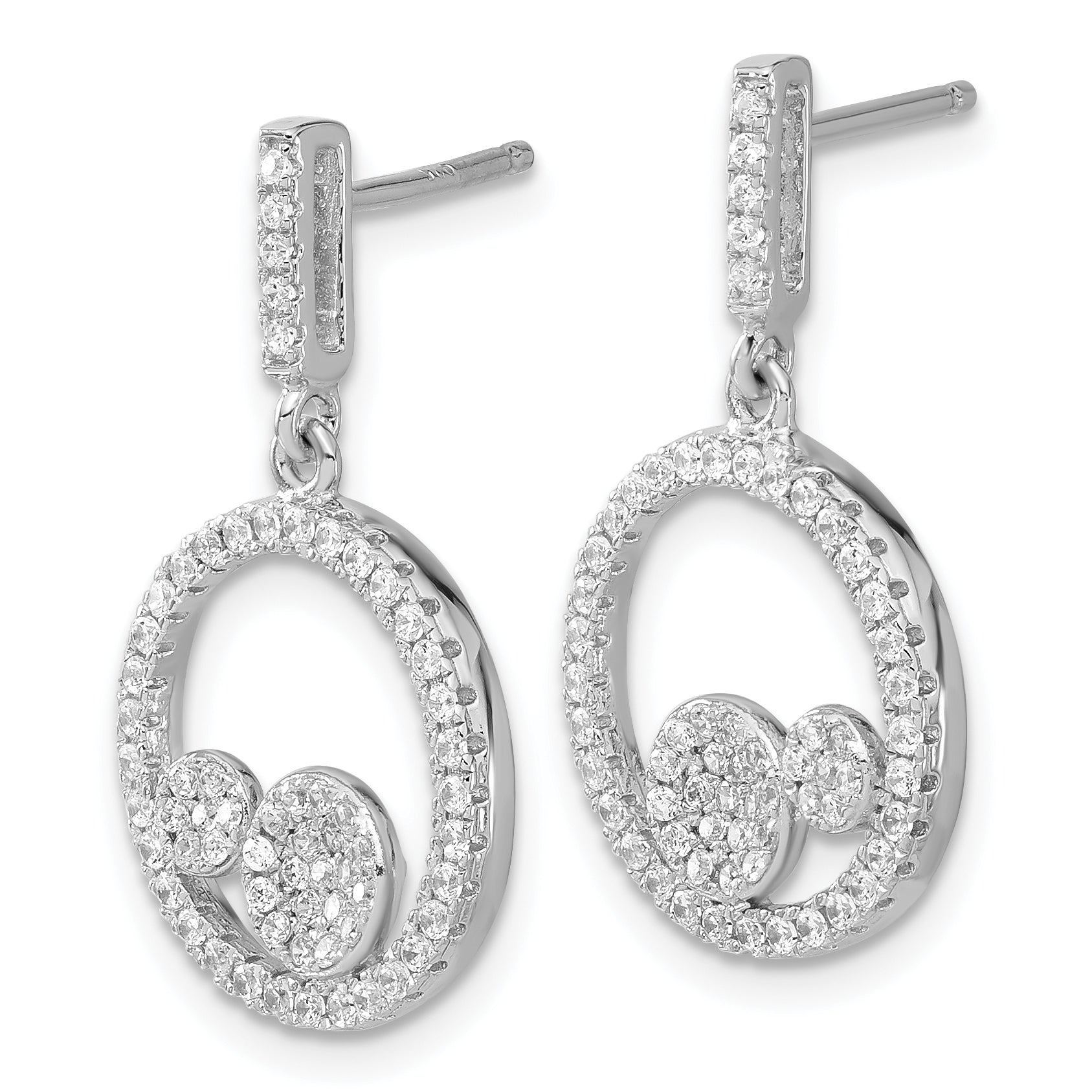 Sophia Jewelers 925 Sterling Silver CZ Dangle Earrings with Rhodium Finish Secondary image