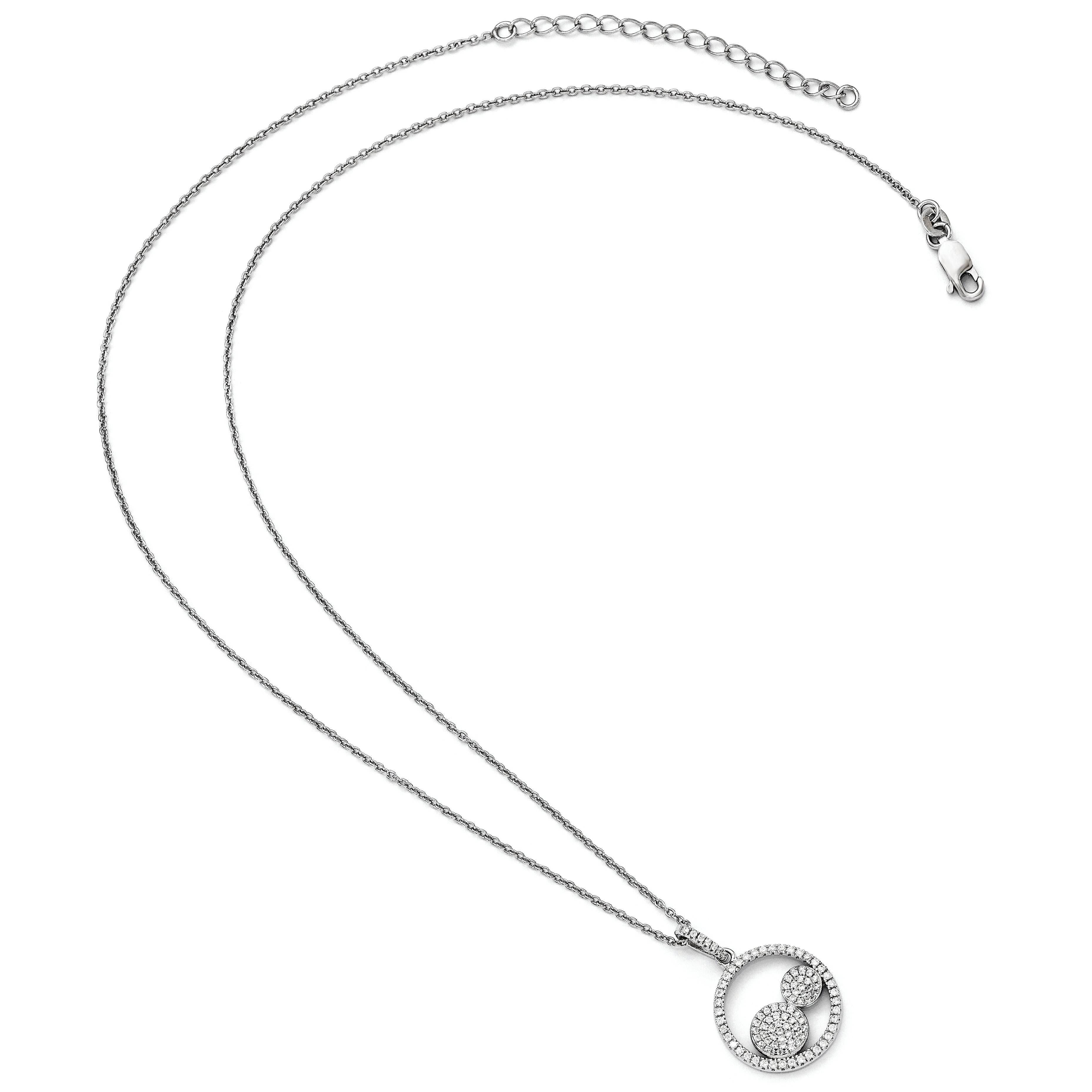 Sophia Jewelers Sterling Silver CZ Pendant Necklace Elegant Polished Finish