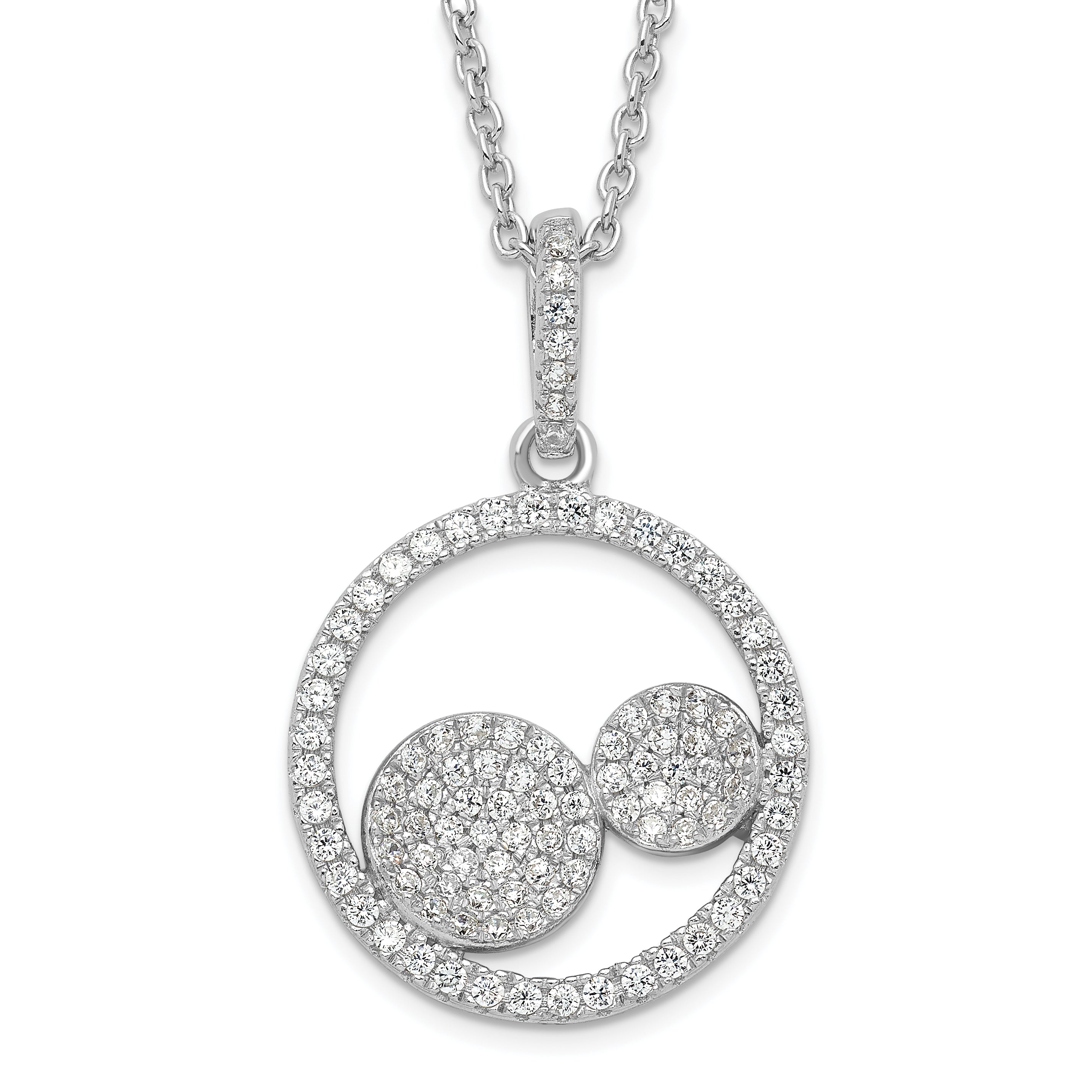 Sterling Silver & CZ Brilliant Embers Circles w/ 2in ext Necklace Main image