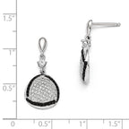 Sterling Silver CZ Triangle Dangle Earrings with Polished Rhodium Finish