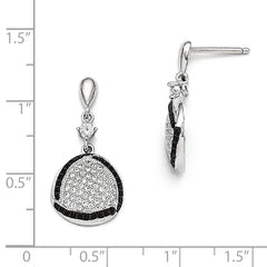 Sterling Silver CZ Triangle Dangle Earrings with Polished Rhodium Finish