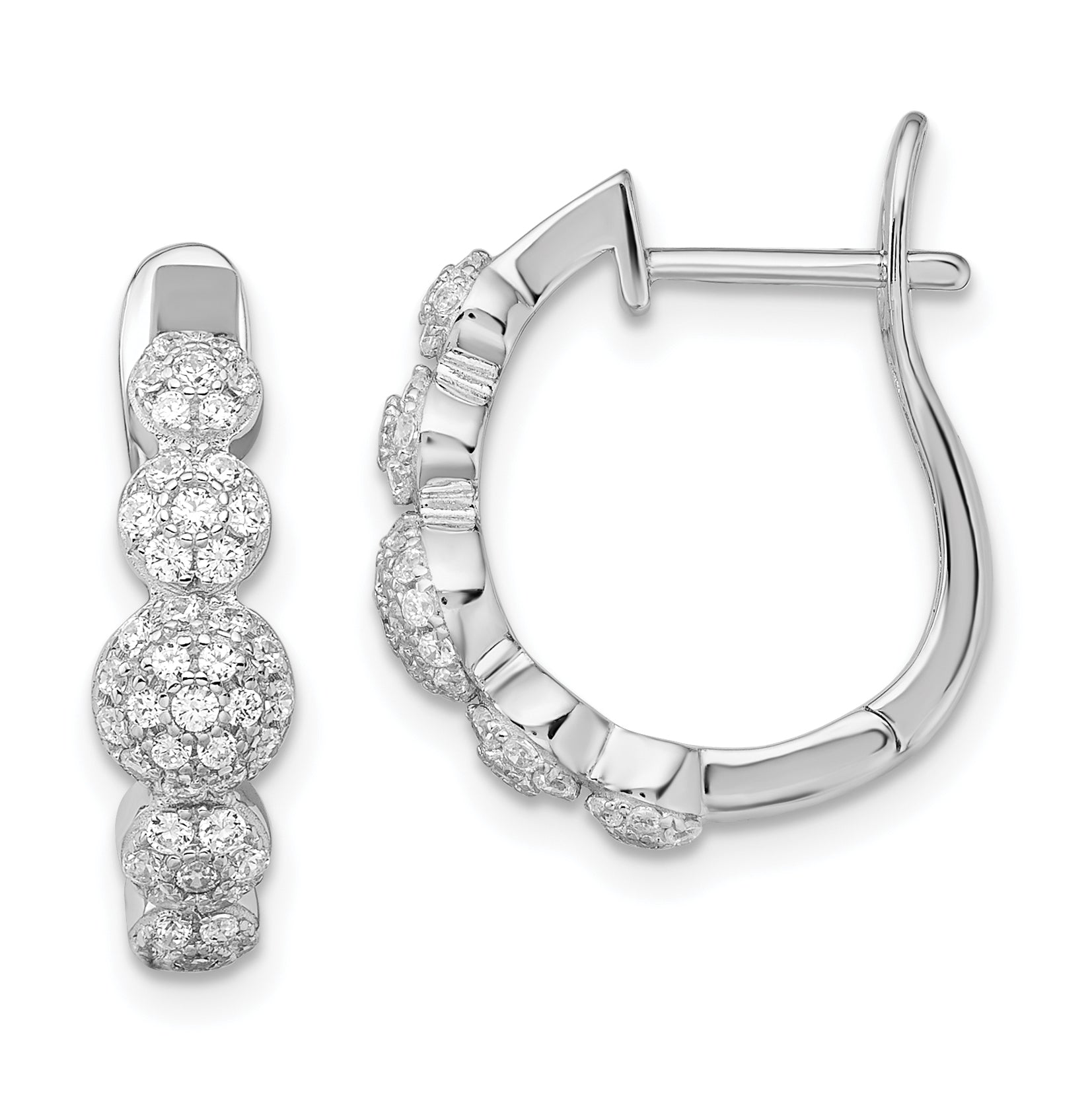 Brilliant Embers Sterling Silver Rhodium-plated 92 Stone Micro Pav‚ CZ Hinged Hoop Earrings Main image