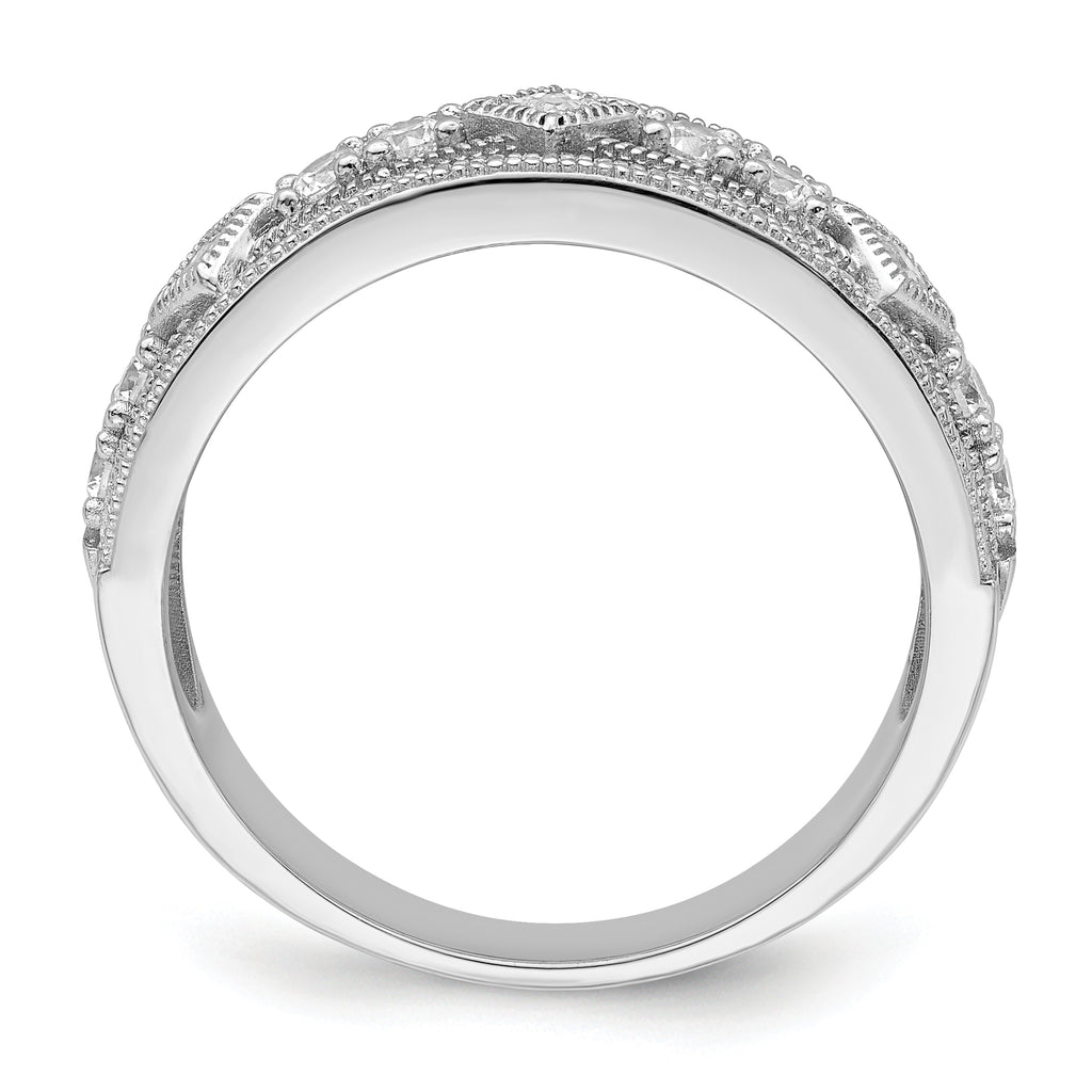 Brilliant Embers Sterling Silver Rhodium-plated 59 Stone Micro PavÃƒÂ¢Ã‚â‚¬Ã‚Å¡ CZ Polished Ring