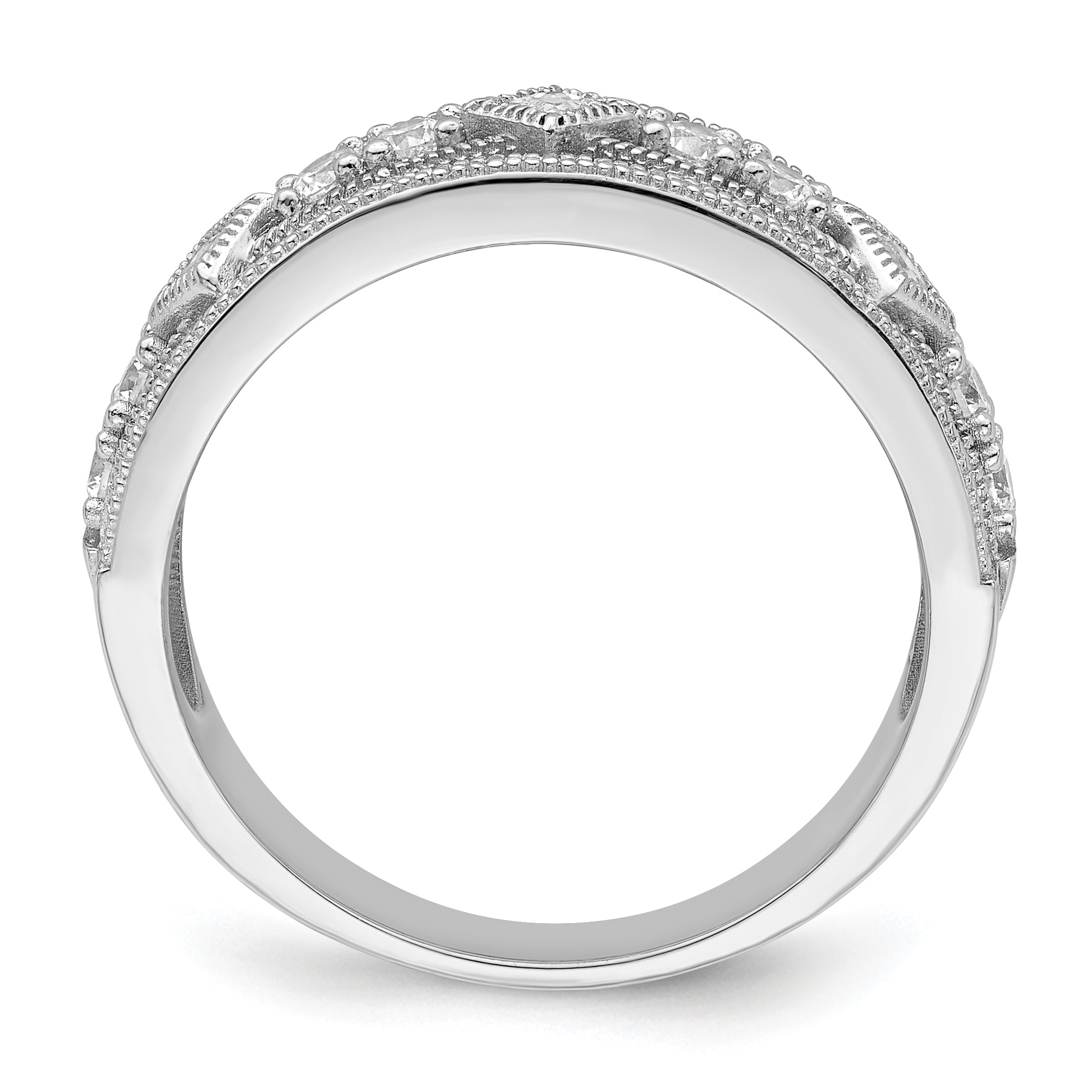 Brilliant Embers Sterling Silver Rhodium-plated 59 Stone Micro PavÃƒÂ¢Ã‚â‚¬Ã‚Å¡ CZ Polished Ring