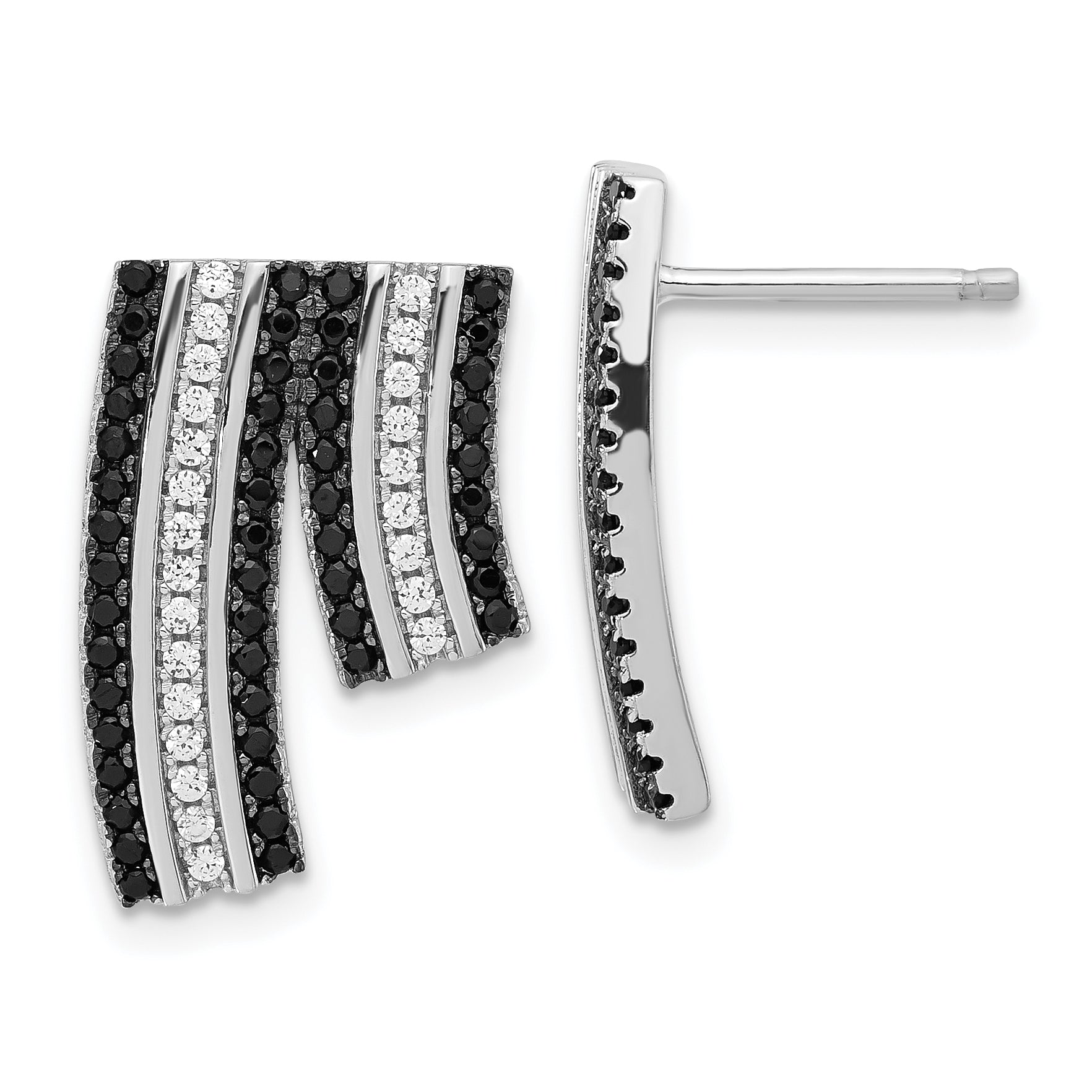 Sterling Silver True Fire Black & Clear CZ Post Earrings Main image
