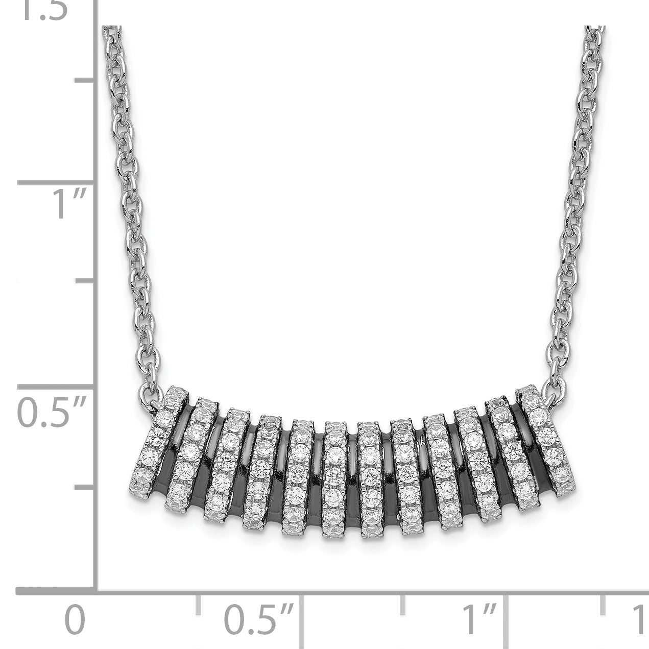 Sophia Jewelers Sterling Silver CZ Bar Necklace with Black Rhodium Finish