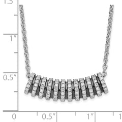 Sophia Jewelers Sterling Silver CZ Bar Necklace with Black Rhodium Finish