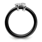 Brilliant Embers Sterling Silver Rhodium-plated 17 Stone Micro PavÃƒÆ’Ã‚Â¢ÃƒÂ¢Ã‚â€šÃ‚Â¬Ãƒâ€¦Ã‚Â¡ CZ X Ceramic Ring