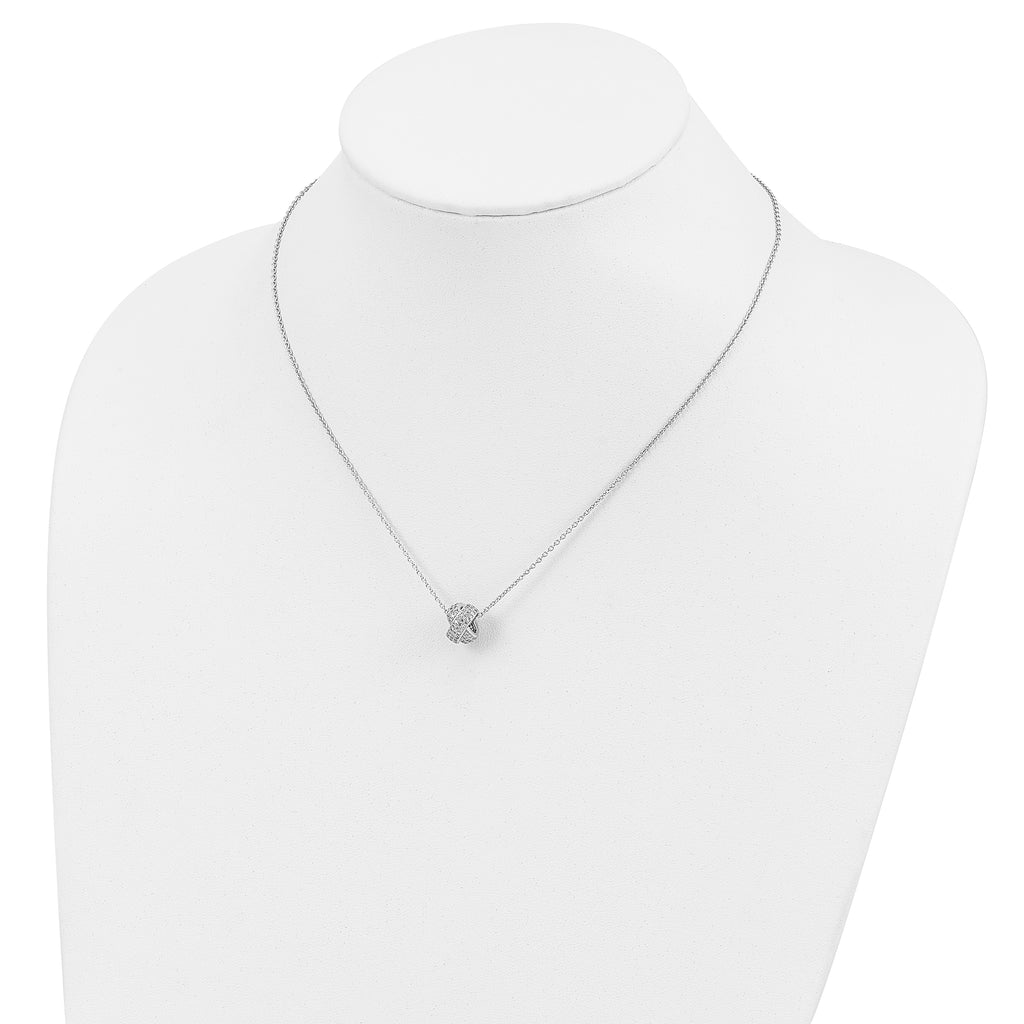 Sophia Jewelers 925 Sterling Silver Love Knot Necklace with CZ Stones
