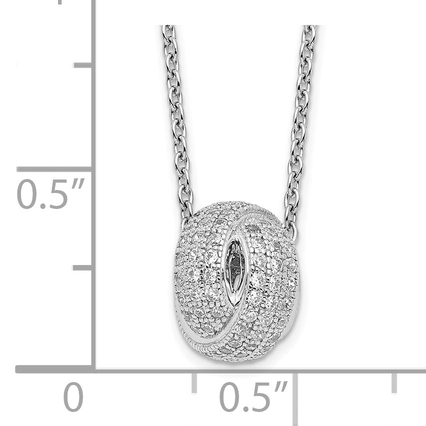 Sophia Jewelers 925 Sterling Silver Love Knot Necklace with CZ Stones
