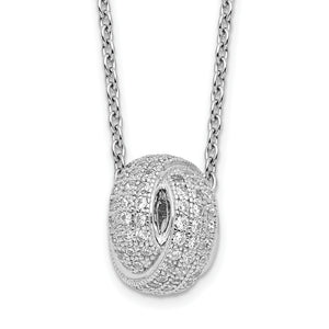 Love Knot Necklace in Sterling Silver with Cubic Zirconia Stones, 18 Inch - Sophia Jewelers
