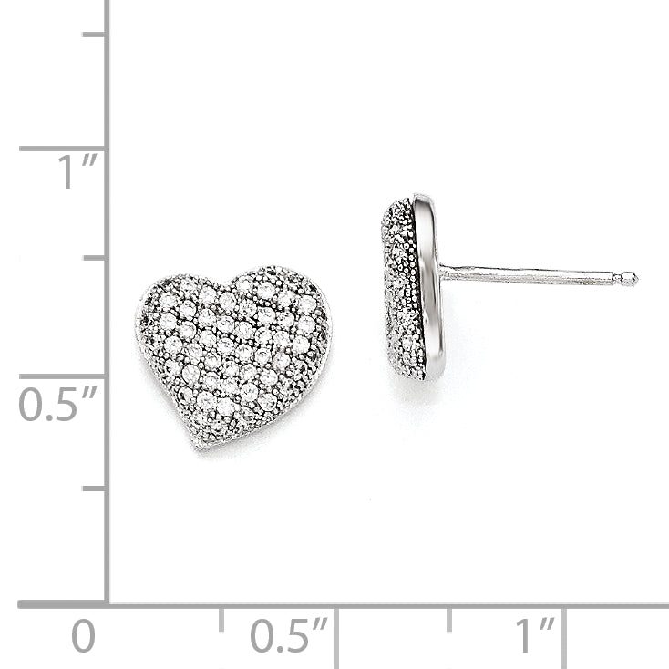 Sophia Jewelers Sterling Silver CZ Heart Earrings with Polished Rhodium Finish Secondary image
