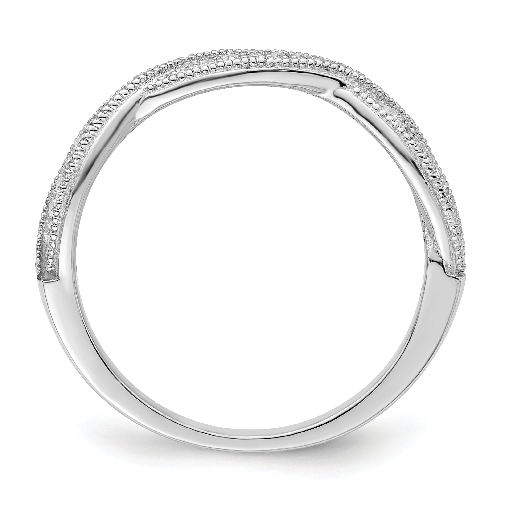 Brilliant Embers Sterling Silver Rhodium-plated 48 Stone Criss Cross Micro PavÃƒÂ¢Ã‚â‚¬Ã‚Å¡ CZ Polished Ring Secondary image
