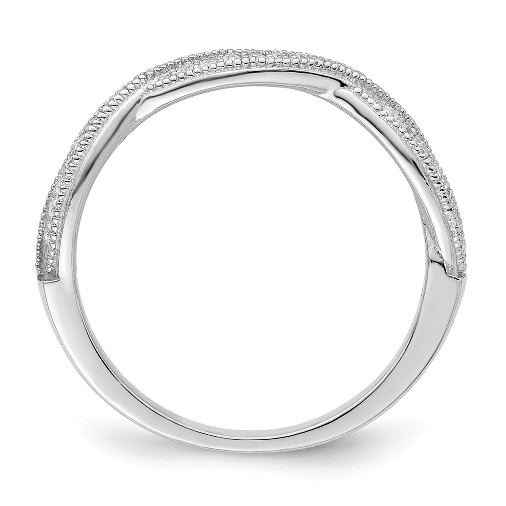 Brilliant Embers Sterling Silver Rhodium-plated 48 Stone Criss Cross Micro PavÃƒÂ¢Ã‚â‚¬Ã‚Å¡ CZ Polished Ring