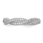 Brilliant Embers Sterling Silver Rhodium-plated 48 Stone Criss Cross Micro PavÃƒÂ¢Ã‚â‚¬Ã‚Å¡ CZ Polished Ring