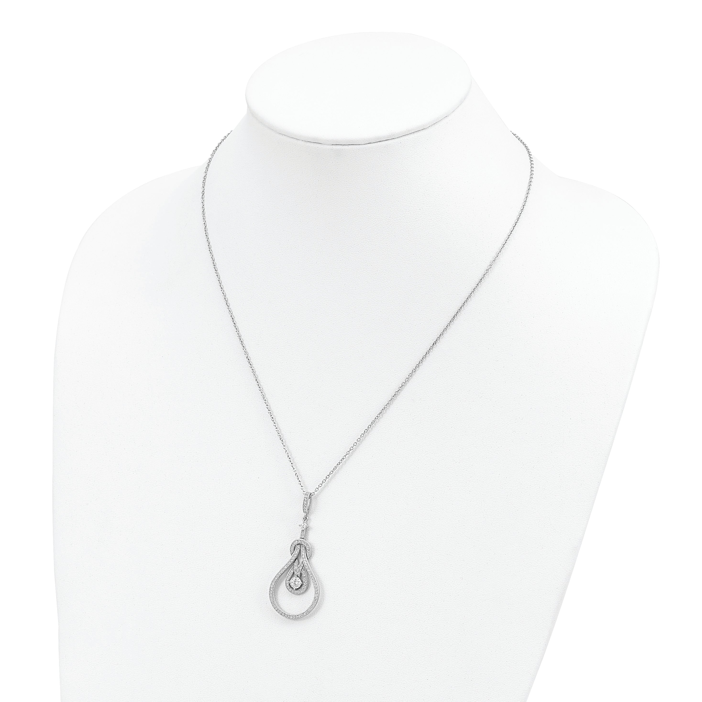 Brilliant Embers 925 Sterling Silver CZ Necklace with Extender - 20