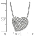 Sophia Jewelers Sterling Silver CZ Embellished Heart Necklace Elegant Polished Design