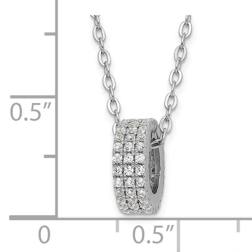 Sophia Jewelers 925 Sterling Silver CZ Circle Pendant Necklace with Rhodium Finish
