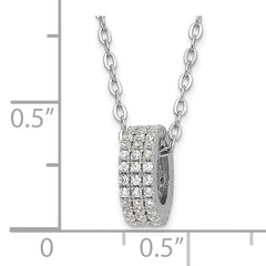 Sophia Jewelers 925 Sterling Silver CZ Circle Pendant Necklace with Rhodium Finish