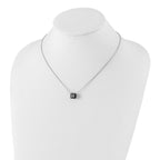Sophia Jewelers Sterling Silver Black CZ Rhodium Necklace with Polished Finish