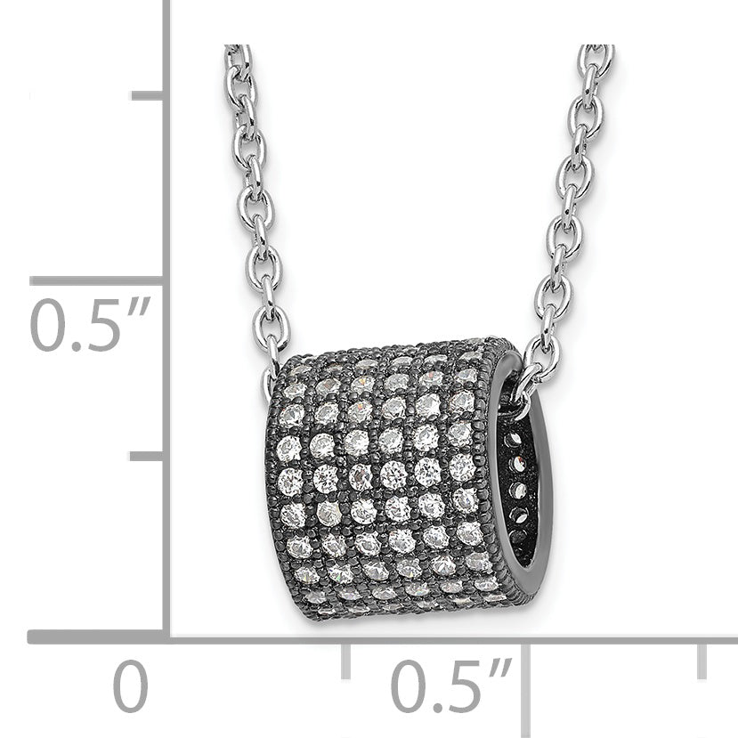 Sophia Jewelers Sterling Silver Black CZ Rhodium Necklace with Polished Finish Secondary image