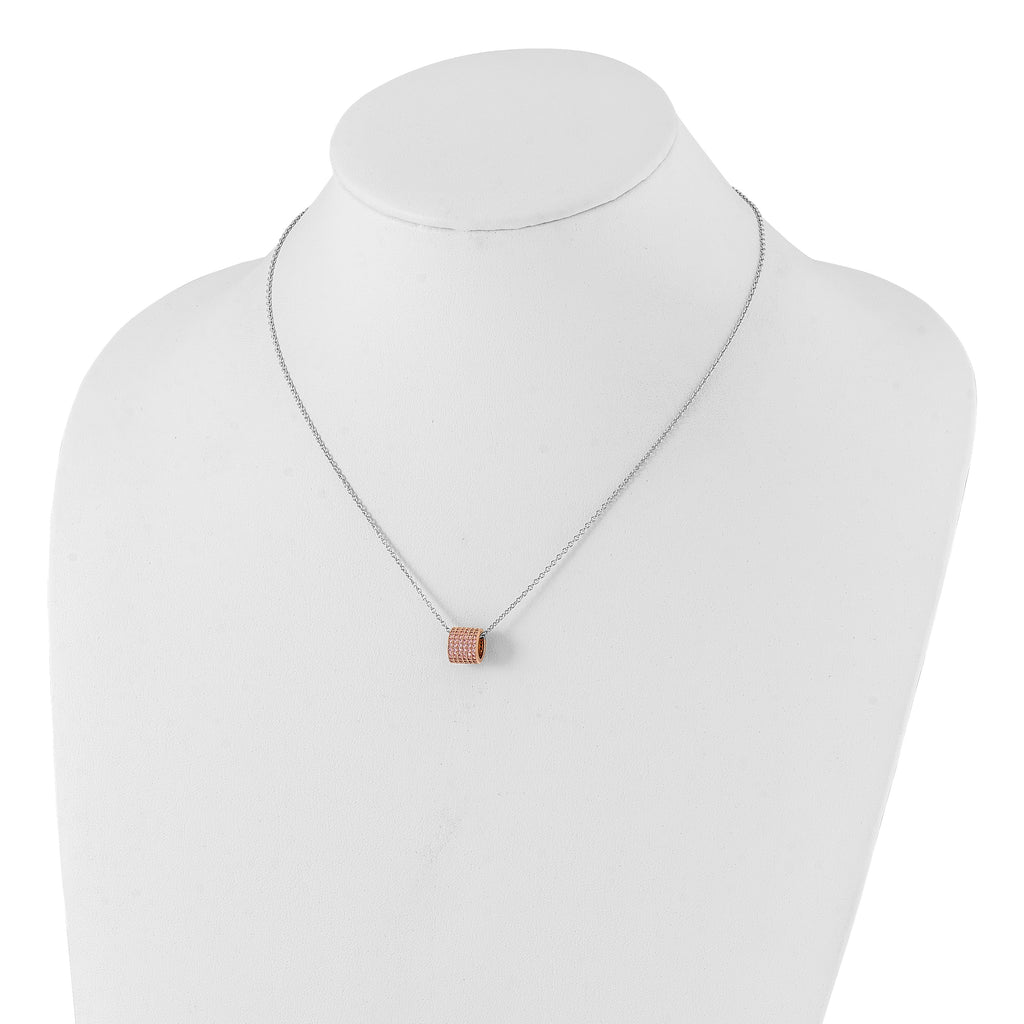 Sophia Jewelers Rose Gold Sterling Silver Pink CZ Necklace, Elegant Women's Pendant