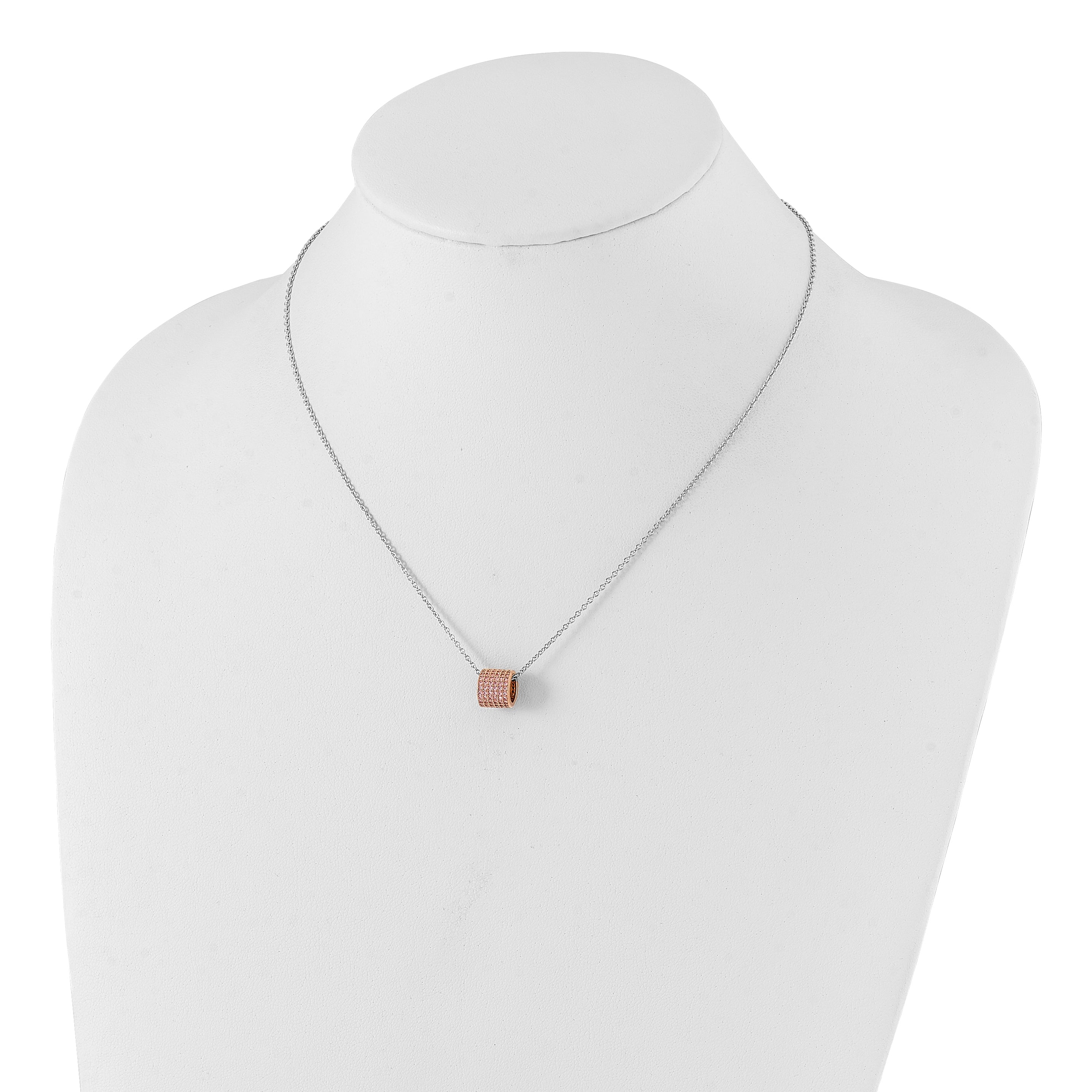 Sophia Jewelers Rose Gold Sterling Silver Pink CZ Necklace, Elegant Women's Pendant
