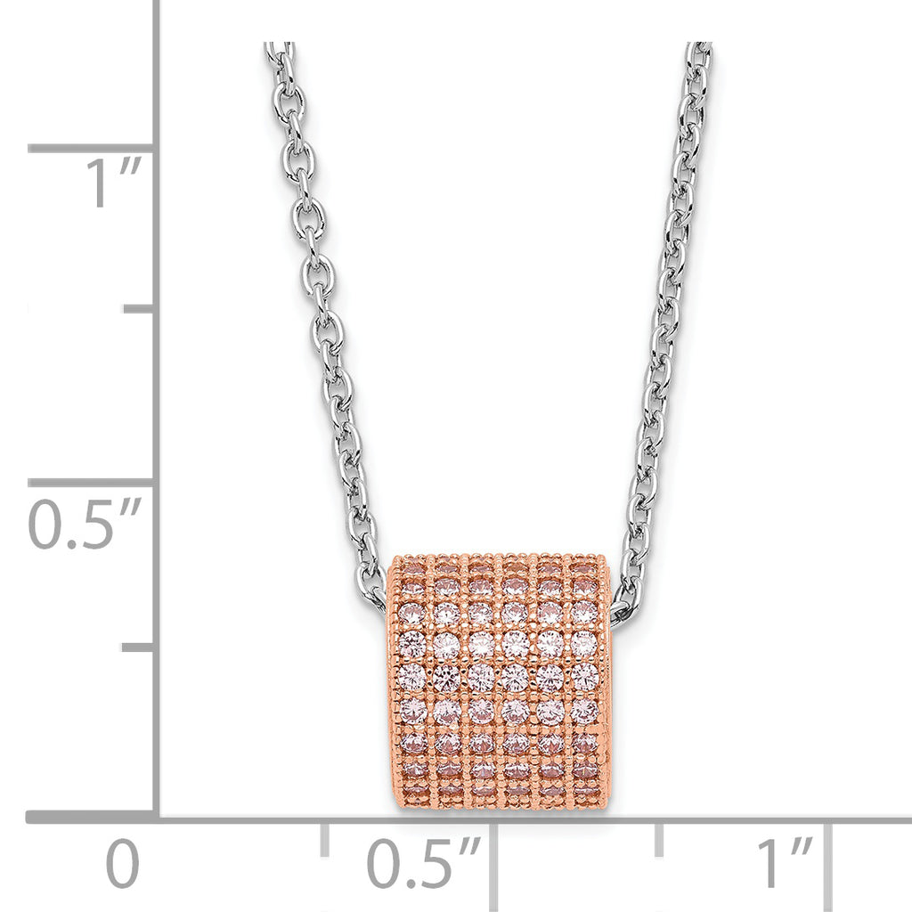 Sophia Jewelers Rose Gold Sterling Silver Pink CZ Necklace, Elegant Women's Pendant