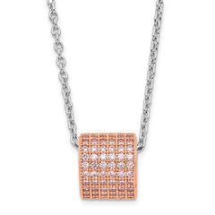 Brilliant Embers Sterling Silver Rose Gold-plated Pink CZ w/ 2in ext Necklace