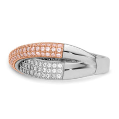 Brilliant Embers Sterling Silver Rose Gold-plated Rhodium-plated 162 Stone Micro Pav‚ CZ Polished Ring