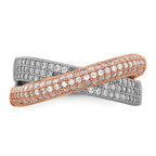 Brilliant Embers Sterling Silver Rose Gold-plated Rhodium-plated 162 Stone Micro PavÃƒÂ¢Ã‚â‚¬Ã‚Å¡ CZ Polished Ring