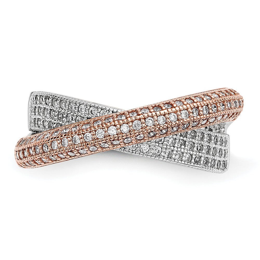 Sophia Jewelers Rose Gold-Plated Sterling Silver CZ Fashion Ring - 6