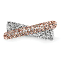Sophia Jewelers Rose Gold-Plated Sterling Silver CZ Fashion Ring - 6