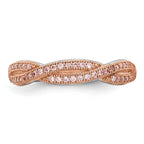 Brilliant Embers Sterling Silver Rose Gold-plated Rhodium-plated 48 Stone Criss Cross Micro PavÃƒÂ¢Ã‚â‚¬Ã‚Å¡ CZ Polished Ring