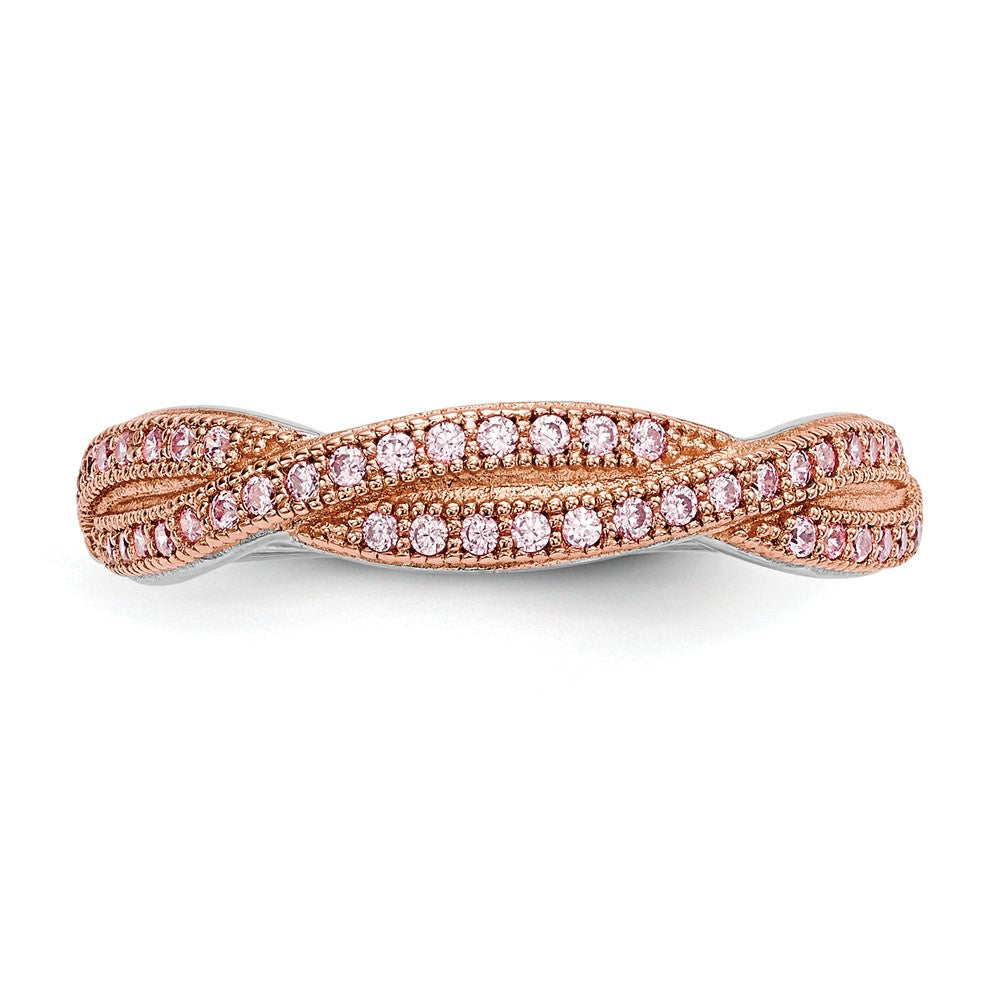 Sophia Jewelers 925 Rose Gold Cubic Zirconia Wedding Band Elegant, Polished Finish