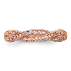 Brilliant Embers Sterling Silver Rose Gold-plated Rhodium-plated 48 Stone Criss Cross Micro Pav‚ CZ Polished Ring