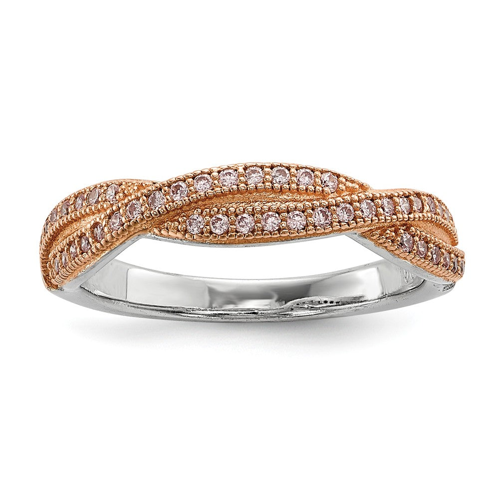 Sophia Jewelers 925 Rose Gold Cubic Zirconia Wedding Band Elegant, Polished Finish