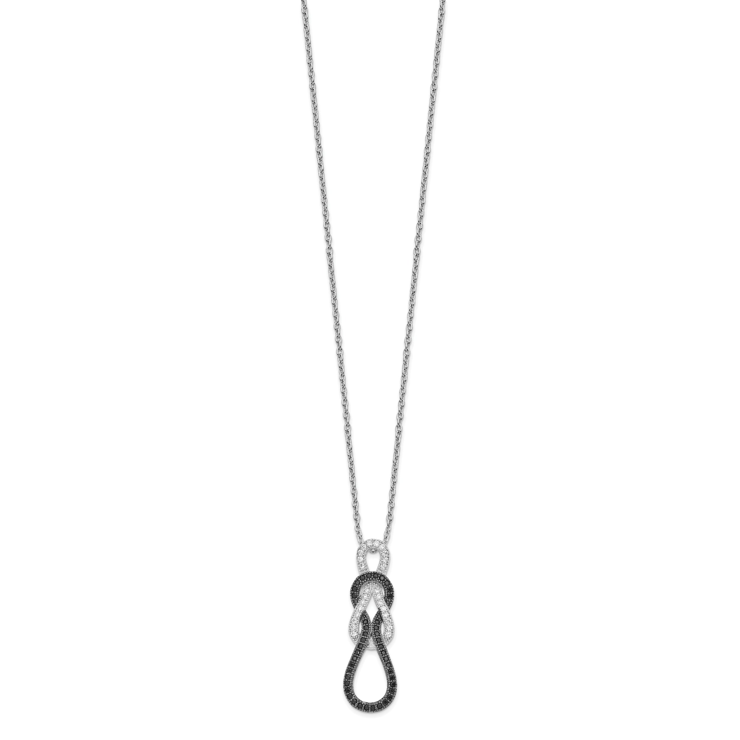 Sophia Jewelers Sterling Silver 68 Stone Black & White CZ Necklace