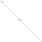 Brilliant Embers Sterling Silver Rhodium-plated 23 Stone 9 inch Micro PavÃƒÆ’Ã†â€™Ãƒâ€šÃ‚Â¢ÃƒÆ’Ã‚Â¢Ãƒâ€šÃ¢â‚¬Å¡Ãƒâ€šÃ‚Â¬ÃƒÆ’Ã¢â‚¬Â¦Ãƒâ€šÃ‚Â¡ CZ Heart Anklet with 1 Inch Extender