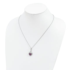 Brilliant Embers Sterling Silver Heart Necklace with Red and White CZ