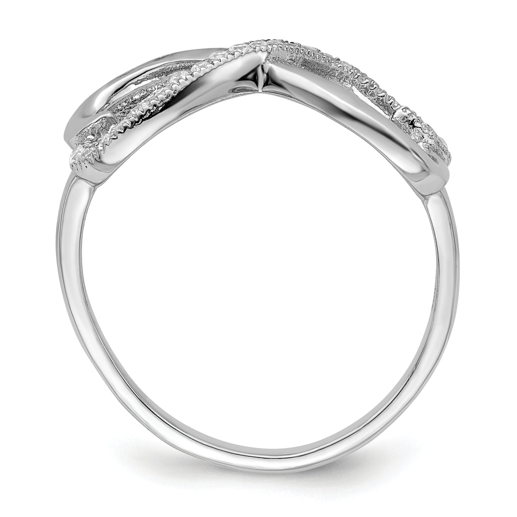 Brilliant Embers Sterling Silver Rhodium-plated 20 Stone Micro PavÃƒÂ¢Ã‚â‚¬Ã‚Å¡ CZ Heart Ring