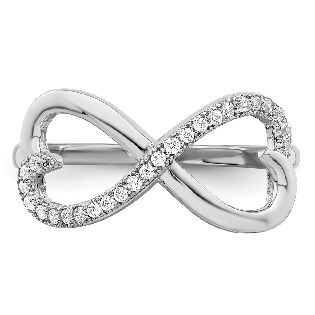 Brilliant Embers Sterling Silver Rhodium-plated 20 Stone Micro PavÃƒÂ¢Ã‚â‚¬Ã‚Å¡ CZ Heart Ring