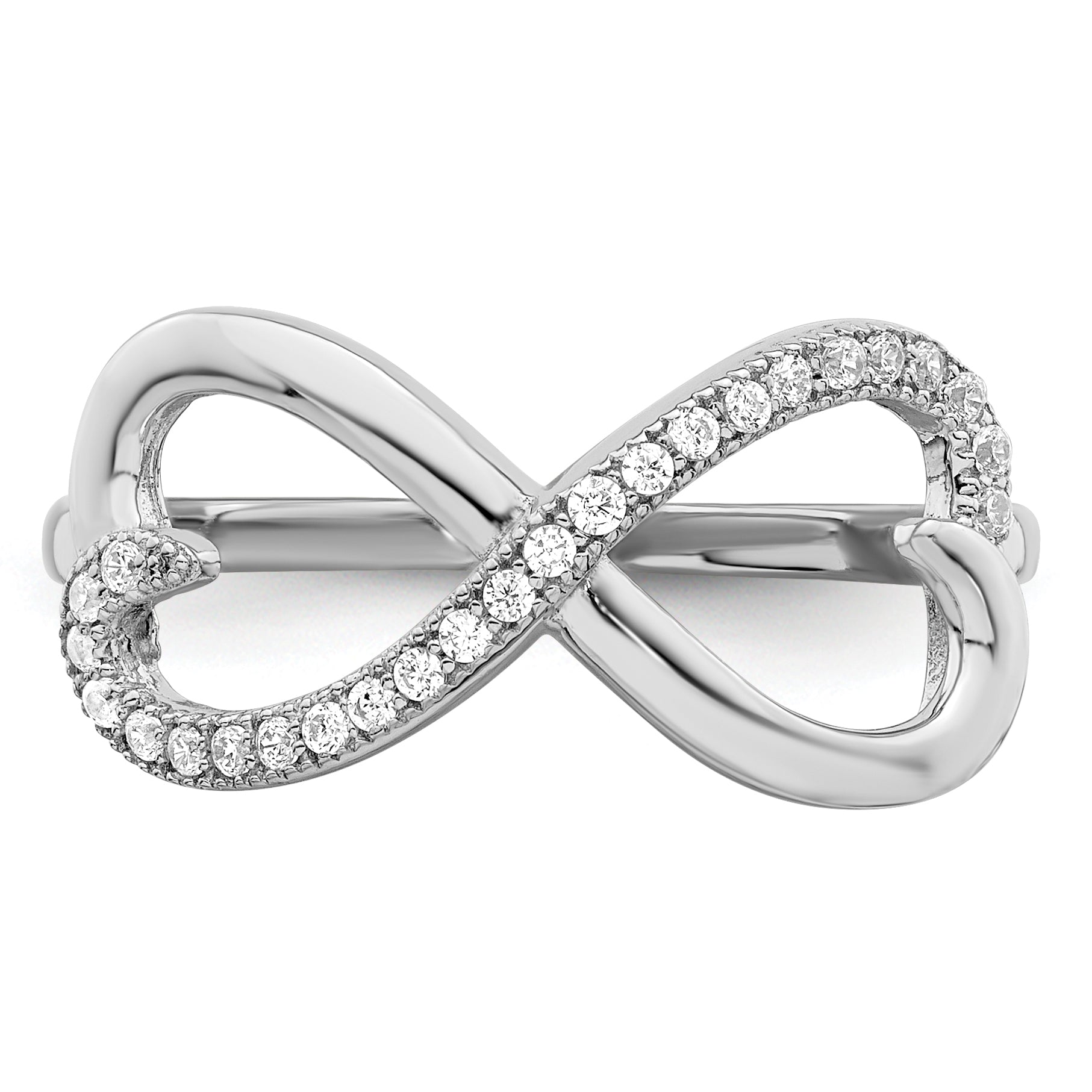 Brilliant Embers Sterling Silver Rhodium-plated 20 Stone Micro PavÃƒÂ¢Ã‚â‚¬Ã‚Å¡ CZ Heart Ring
