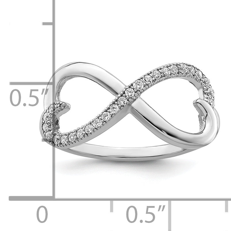 Brilliant Embers Sterling Silver Rhodium-plated 20 Stone Micro Pav‚ CZ Heart Ring